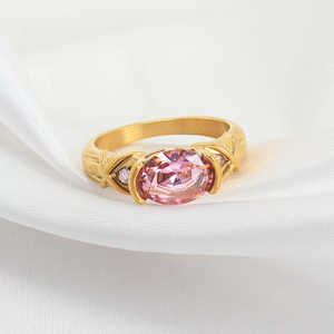 Nhẫn Màu Hồng Vĩnh Cửu Trang Sức Tinh Xảo Nhẫn Đá Hình Trái Tim Dễ Thương Đính Kim Cương CZ Nhiều Phong Cách Nhẫn Bánh Mì Baguette Đính Hôn Lễ Tình Nhân - Product Image 6