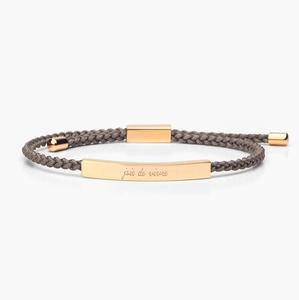 Pulsera personalizada de cadena trenzada para hombre y mujer con mensaje grabado de barra chapada en oro de acero inoxidable a la moda - Product Image 3