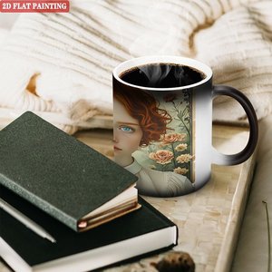 Frosted <b>Ceramic</b> Mug 11oz Black Heat Sensitive Color Changing <b>Cup</b> - Product Image 3