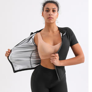 Combinaison de <span class=keywords><strong>sauna</strong></span> en néoprène avec logo personnalisé pour femmes veste de compression extensible avec leggings amincissants pour la perte de poids - Product Image 4