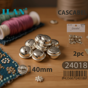 ILAN Cascabel Campanella argentata da 40 mm per perline di abbigliamento, confezione da 2 pezzi - Product Image 3