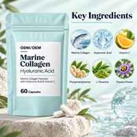 Capsules de peptides de collagène marin, acide hyaluronique, vitamine C, nutrition pour la santé de la peau, complément de collagène de poisson, fabrication en marque privée