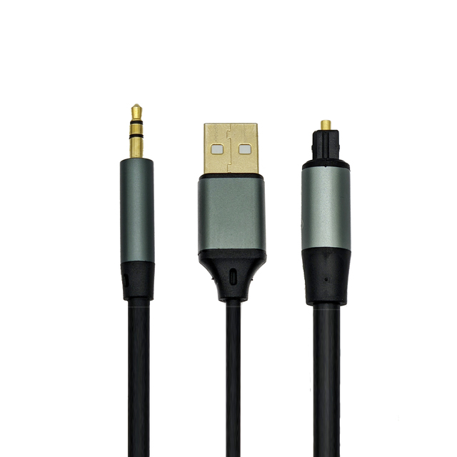 Wholesale S/PDIF Digital Fiber Optic Audio Cable 1 in 2 TOSLINK/USB Power Supply to 3.5mm Unidirectional 24-bit/192KHz for Film
