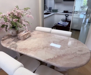 Tavolo da Pranzo in <span class=keywords><strong>Marmo</strong></span> <span class=keywords><strong>Rosa</strong></span> Sakura Naturale, Piani di Lavoro Ecologici in <span class=keywords><strong>Marmo</strong></span> <span class=keywords><strong>Rosa</strong></span> per <span class=keywords><strong>Cucina</strong></span> e Bagno per Ville - Product Image 1