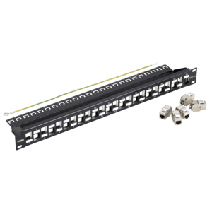Panneau de brassage réseau Ethernet RJ45 24 ports Cat6A FTP 1U pour montage en rack - Product Image 1