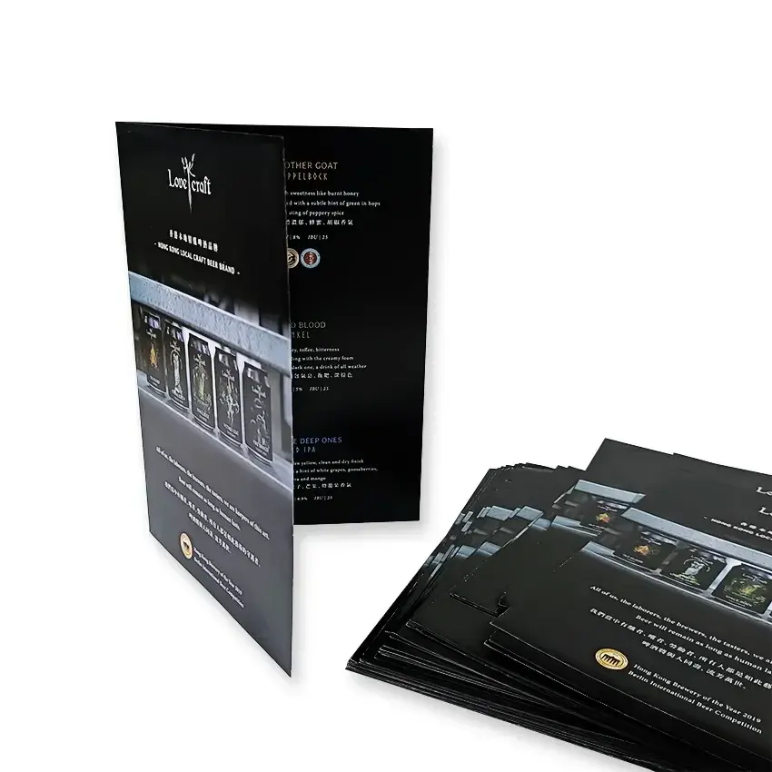 Custom Premium Gecoat Papier Logo Opvouwbare Flyer Catalogus Pamflet Brochure Boekje Handleiding Folder Afdrukken