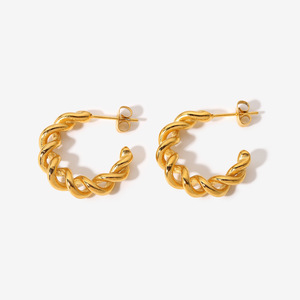 Pendientes de acero inoxidable con forma de <span class=keywords><strong>c</strong></span> para <span class=keywords><strong>mujer</strong></span>, venta directa de fábrica, <span class=keywords><strong>2022</strong></span> - Product Image 5