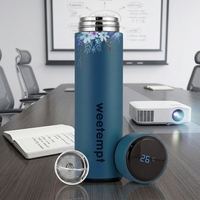 Gobelet d'isolation sous vide numérique à double paroi de 450ml bouteille intelligente en acier inoxydable affichage de la température LED batterie à boire directement