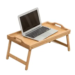 침대 tray 블랙퍼스트 Suppliers-대나무 나무 침대 트레이 아침 식사 침대 노트북 책상 간단한 식탁 소파 침대 테이블 피크닉 핸들 작은 테이블