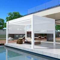 Support pour rideaux de gazebo et persiennes Dropshipping Réglable Jardin Extérieur Pergola en aluminium blanc