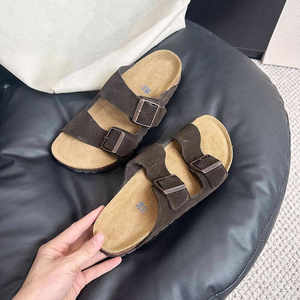 Birkenstocks Sandales simples en cuir de vachette de haute qualité Sandales de <span class=keywords><strong>plage</strong></span> à enfiler avec semelles en liège pour l'extérieur Sandales de marche Fabricant - Product Image 3