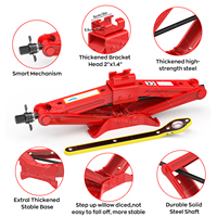 Nouvel équipement de véhicule en gros Accessoires de voiture universels Kit de crics à ciseaux rouges de 2 tonnes Acier 45 #100MM-390MM Hauteur de levage 12