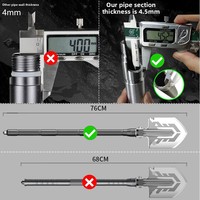 Pelle pliante multifonctionnelle d'extérieur en acier à haute teneur en carbone avec poignée en D, portable, tube en 3 sections, pour creuser, pêcher, voiture, camping, survie