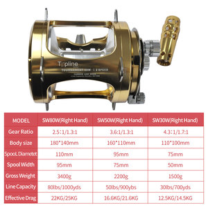 Moulinet de pêche deux vitesses 50W, équipement de grande taille, pour thon, océan, mer, avec Logo personnalisable - Product Image 5