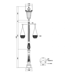 Lampadaires de cour de style européen de luxe avec paniers de fleurs des deux côtés, lampes décoratives de jardin à LED électriques - Product Image 5