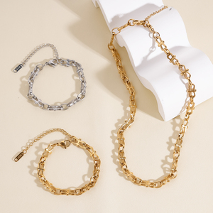 Collana a catena fatta a mano a 8 anelli <span class=keywords><strong>Hip</strong></span> <span class=keywords><strong>Hop</strong></span> bracciale Trend <span class=keywords><strong>Rap</strong></span> Street in acciaio inossidabile da donna con catena semplice - Product Image 2