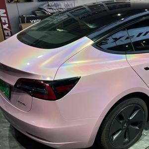 Venta caliente colorido <span class=keywords><strong>Arco</strong></span> <span class=keywords><strong>Iris</strong></span> luz colorete Rosa coche envoltura vinilo brillante láser mar Breeae azul PVC Folie envoltura para coche - Product Image 3