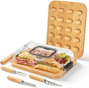 Nouveau Plateau à Œufs en Bambou Premium 2026 avec Couvercle, Plateau de Service Réversible pour Œufs Diables et Plateau de Charcuterie pour Pique-nique - Product Image 1