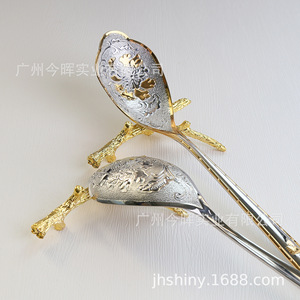 ช้อนเสิร์ฟสแตนเลส 304 ลายผีเสื้อแบบฝรั่งเศส ยี่ห้อ Shiny-Jh พร้อมลายดอกไม้ ขัดเงาแบบกระจก - Product Image 3