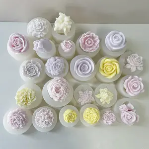 Moldes de silicona con forma de flor 3D para velas, moldes de silicona con forma de Rosa florecientes para la fabricación de jabón, para decoración de postres hecha a mano