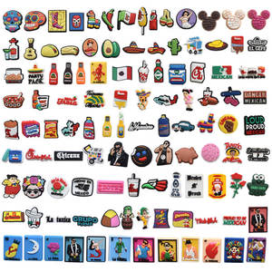 Vente en gros de breloques pour chaussures de plage d'été personnalisées avec dessin animé Vente en gros de breloques sabots personnalisées pour décoration de chaussures Cuisine mexicaine - Product Image 3