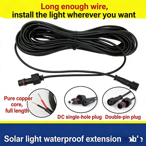 Luz solar de 5m, reflector para exteriores, luz de calle, especial a prueba de agua, cable de extensión de 15 metros, 10 cables de extensión de 20 metros - Product Image 2