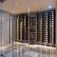 Porte-vin de luxe en acier inoxydable avec éclairage LED, design flottant mural/sur pied/plafond, personnalisable pour salon