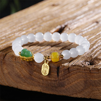 Bracelet de perles de charme de gourde colorée de style doux perles de cristal Bracelet de perles de verre d'imitation pour attirer la richesse et la bonne fortune