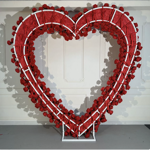 Fondo Floral Rojo en Forma de Corazón para Boda, Decoración para Pedida de Mano, Flores Artificiales para Celebración - Product Image 3