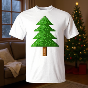 T-shirt Retro Pixel Christmas Tree Tri-Blend per adulti unisex - Product Image 3