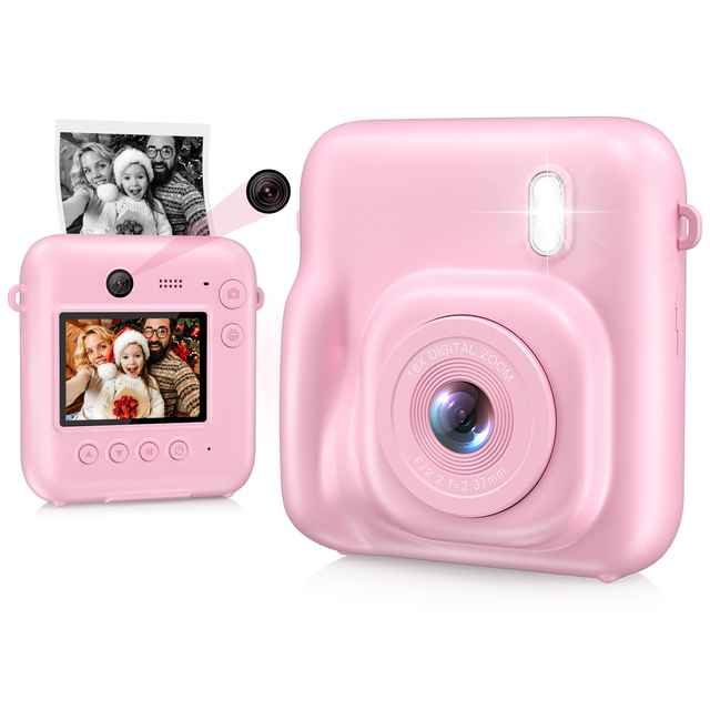 48MP Kids Digital Camera Instant Print Christmas Birthday Gift Selfie Tool Toddle Toy 1080P Video Resolution Instant Camera