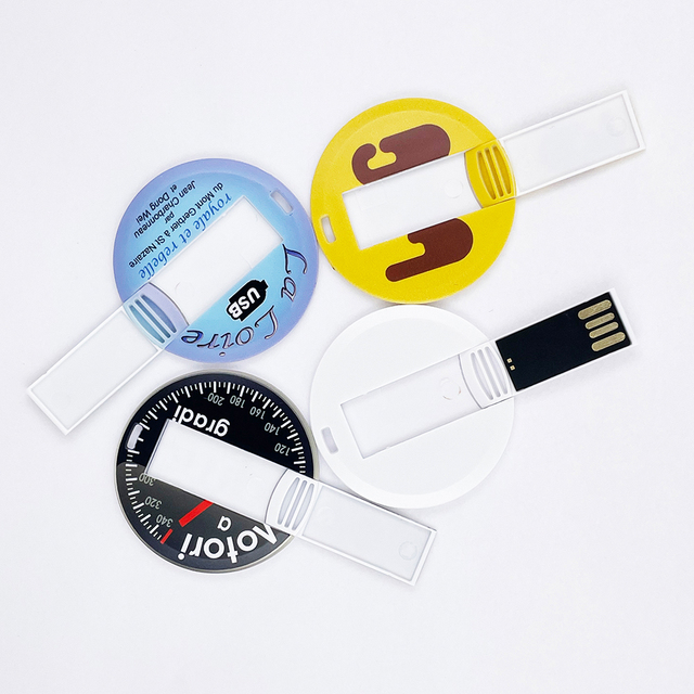 Round Card Shape Usb Flash Memory Stick 8gb 16gb 32gb 64gb Wholesale Usb Flash Disk Personalized Card Usb Stick