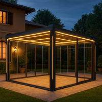 YOUYA Pergolar solaire personnalisé Pergola en verre Bioclimatica Alluminio Pergola motorisée étanche à la pluie pour piscine/jardin avec système photovoltaïque