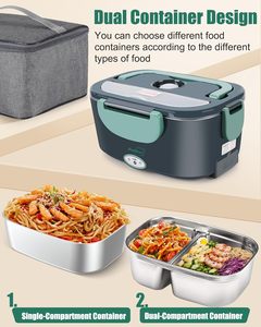 Electric Lunch <b>Box</b> Cheap Wholesale 110V/220V Portable Bento Heated LunchBox Leak Proof Food 2 in 1 for Car and Home - Product Image 2