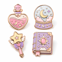 Épinglette en émail or rose style Kawaii, logo personnalisé imprimé, badge métallique anti-rouille, écologique, cadeau promotionnel pour elle