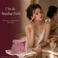 Ensemble de pinceaux de maquillage professionnels JLY avec manches roses et poils en nylon doux, incontournable pour le maquillage, logo personnalisé disponible