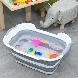 Collapsible Baby Tub Pet Tub Portable Washing Tub Multifunction Bathtub Foldable Laundry Basket Storage with Drainage Hole