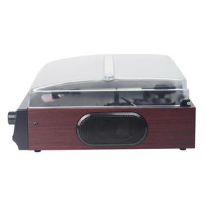 Tocadiscos de vinilo retro para personas mayores con interfaz RCA y diseño de altavoz de pie. - Product Image 3
