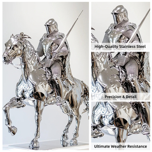 Estátua Decorativa Personalizada Estilo Ornamento de Parque Escultura de Aço Inoxidável Tamanho Personalizado Cavaleiro - Product Image 4