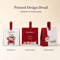 Boîte cadeau de Noël personnalisée en gros, boîte en papier avec poignée en ruban, design imprimé Père Noël, logo personnalisé, usine OEM ODM