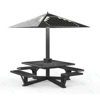 Table de pique-nique de jardin extérieure avec éclairage LED solaire et fonctions pratiques pour la recharge de smartphone