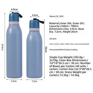 New Small Mouth <b>Macaron</b> Color 304 Stainless Steel Vacuum Thermos Outdoor Portable Sports Kettle Large Capacity Carrying Strap - Product Image 3