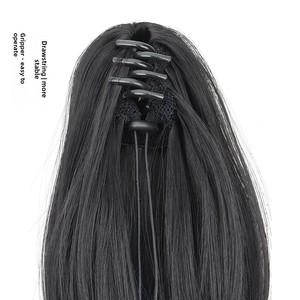 <span class=keywords><strong>Queue</strong></span> <span class=keywords><strong>de</strong></span> <span class=keywords><strong>cheval</strong></span> synthétique élégante pour femme, en fibre haute température, cheveux courts légèrement bouclés vers l'intérieur, avec pince <span class=keywords><strong>de</strong></span> maintien - Product Image 4