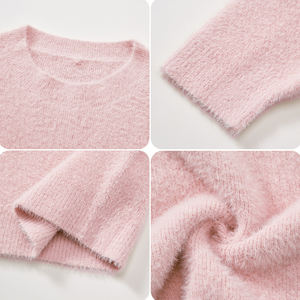 Jersey de manga corta con cuello redondo informal suelto de moda personalizado para suéter de punto de lana de verano para mujer - Product Image 2