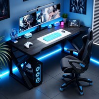 Conjunto de Silla y Escritorio para Juegos con Altura Ajustable, Escritorio de Computadora de Madera con Diseño Ergonómico para Oficina en Casa, Sala de Estudio, Muebles para Gamers