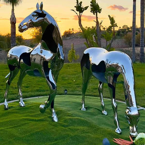 Abstracte Kunst Grote Paardensculptuur Ornament 304 Roestvrijstalen Tuindierdecoratie Gepolijste Techniek - Product Image 2