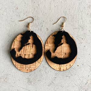 1PC Boucles d'oreilles pendantes pour femme, style western cowboy, en cuir velours double couche, motif grain de bois, style minimaliste européen-américain et coréen - Product Image 6