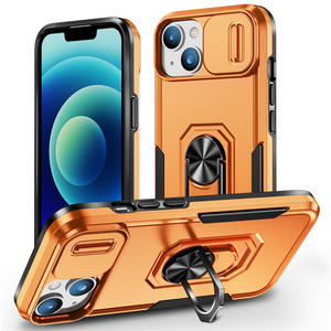Para iPhone 15/14/15 Pro Max/14 <span class=keywords><strong>Plus</strong></span>/X/6/7/8 anillo Kickstand lente de ventana deslizante cubierta magnética a prueba de golpes TPU + PC funda para teléfono móvil - Product Image 6