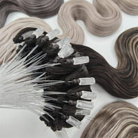 Extensions de cheveux 100% naturels vierges Remy, double épaisseur, pointes épaisses en soie, pointes nano, micro-boucles, styles ondulés chinois