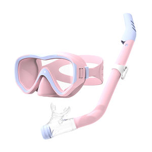 बच्चों सिलिकॉन स्नॉर्कलिंग सेट सिंगल लेंस टेम्पर्ड ग्लास डाइविंग मास्क अर्ध-शुष्क स्नॉर्कल सांस लेने वाली ट्यूब किट - Product Image 3